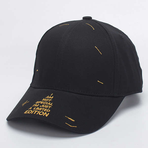 Cotton Letter Embroidery Sun Peaked Cap Baseball Caps (COLOR: BLACK)