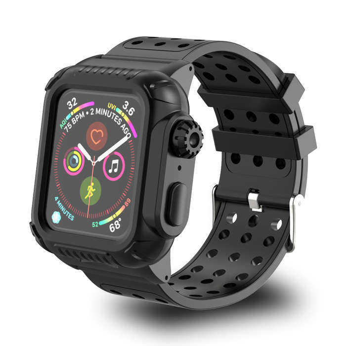 Bakeey Silicone Watch Band Strap With Full Body Watch Cover For Apple ... (APPLE MODEL: SERIES444MM)