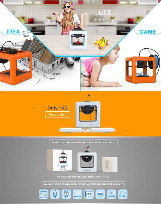 Easythreed NANO Mini Fully Assembled 3D Printer 90*110*110mm Printing Size for Household Education