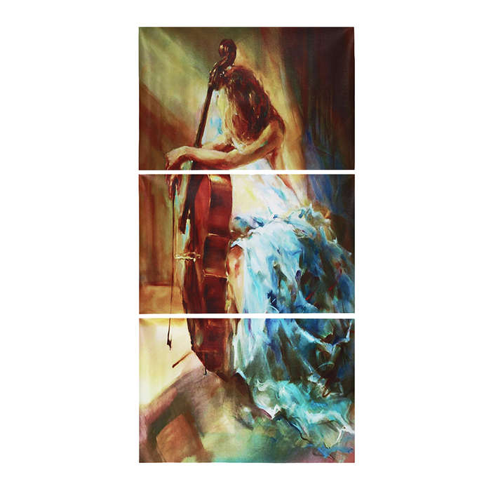 3Pcs Modern Violin Girl Canvas Print Paintings Pictures Art Home Decor Unframed