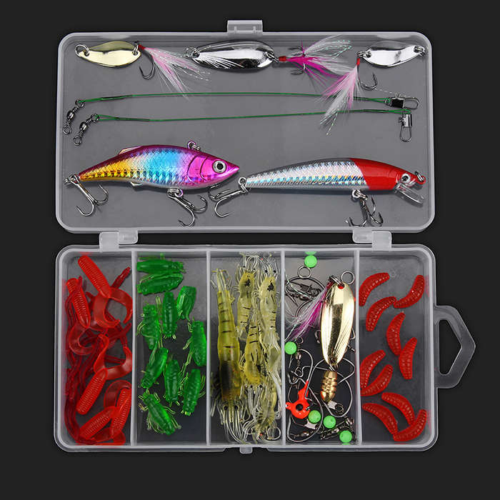 24/72/83Pcs/Set Soft Hard Fishing Lure With Box Set Small Lure Bass Crank Bait Hooks Kit