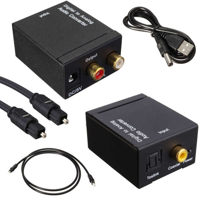 Digital Optical Coax Coaxial Toslink to Analog Audio Converter Adapter RCA L/R