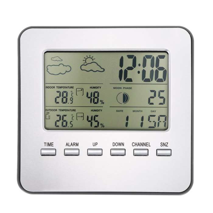 Digital Indoor Outdoor Thermometer Hygrometer Wireless Weather Station Clock
