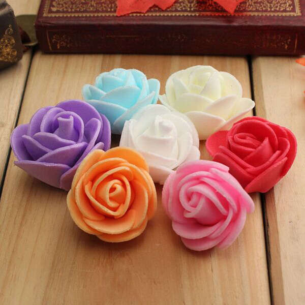 50pcs 2.5cm Artificial Roses PE Foam Simulation Rose Flower  Flowers Wedding Party Home Decoration