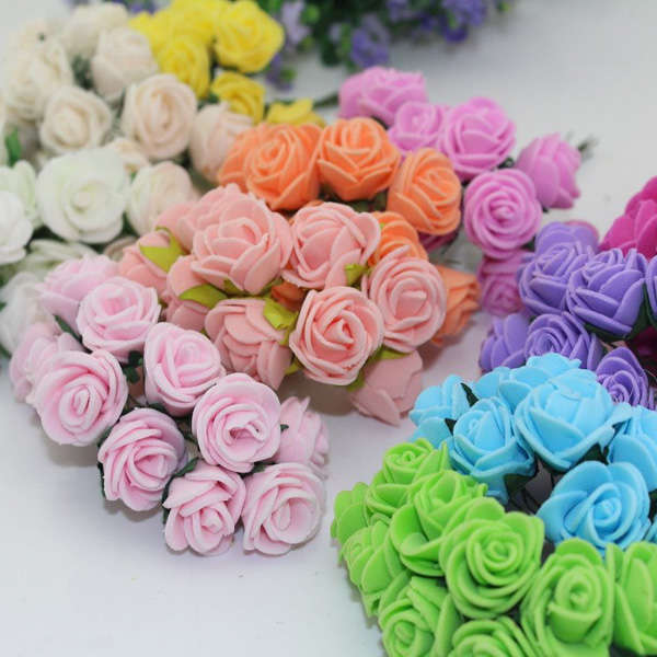 50pcs 2.5cm Artificial Roses PE Foam Simulation Rose Flower  Flowers Wedding Party Home Decoration