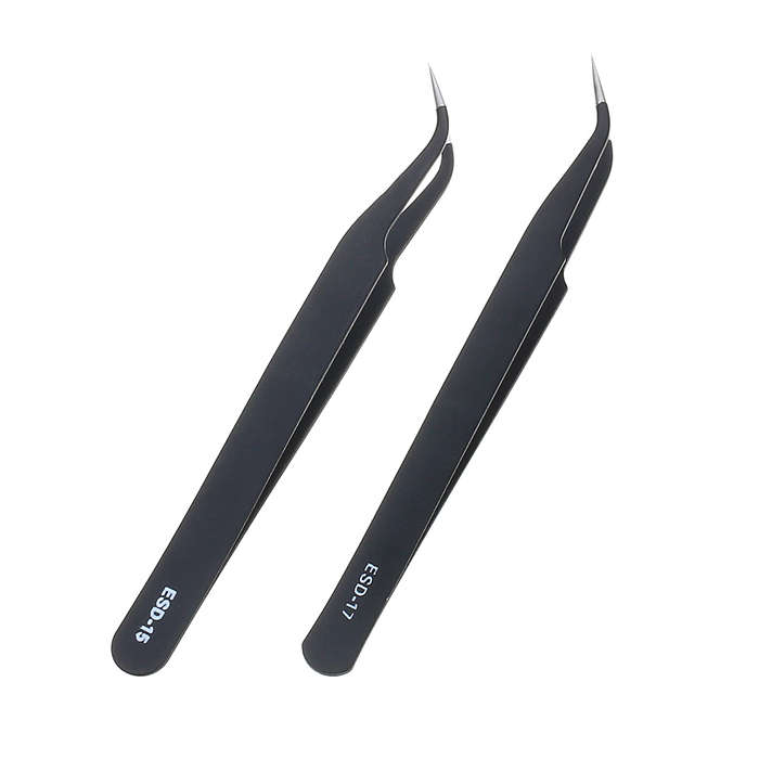 9 Pcs ESD Tweezer Anti-static Stainless Steel Precision Tweezers for Electronics