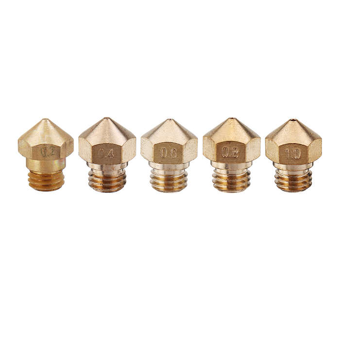 5pcs 0.2/0.4/0.6/0.8/1.0mm MK10 Extruder Nozzle Each + 2pcs 0.2/0.4/0.6/0.8/1.0mm Cleaning Needle E
