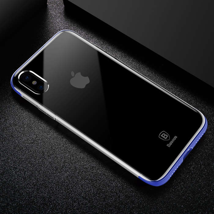 Baseus Armor Anti Yellow Ultra Thin Clear Soft TPU Case for iPhone X (COLOR: BLUE)