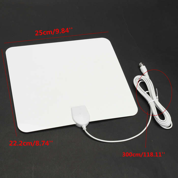 1080P USB Digital Indoor TV Antenna 50 Miles Range Signal Amplified HDTV White - 0.22kg