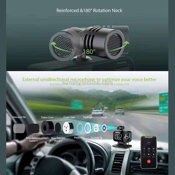 BT92 Car Bluetooth FM Transmitter Support Bluetooth Hands-free Call / QC3.0 Charge