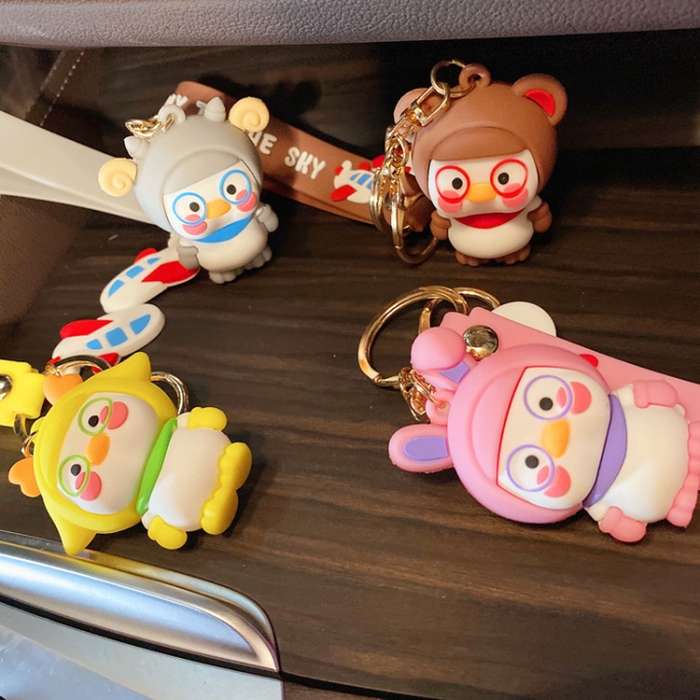 5 PCS MX-80099 Cartoon Cute Car Key Ring Chain School Bag Pendant Keychain(Bear)