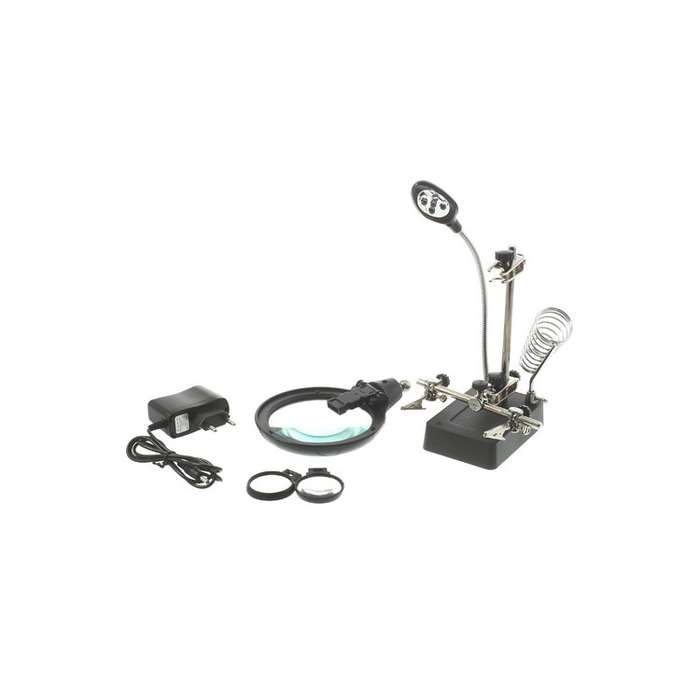 5 LED Auxiliary Clip Magnifier AC/DC Interchangeable Desktop Welding Modelling Tool-3