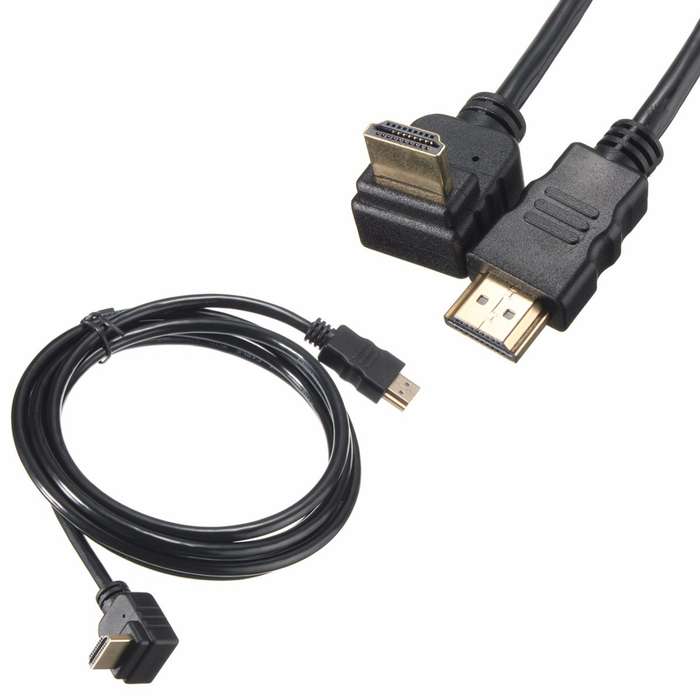 Gold 2m V1.4 HDMI Male To HDMI Male Right Angled Tinned Copper Wire Video HDMI Cable