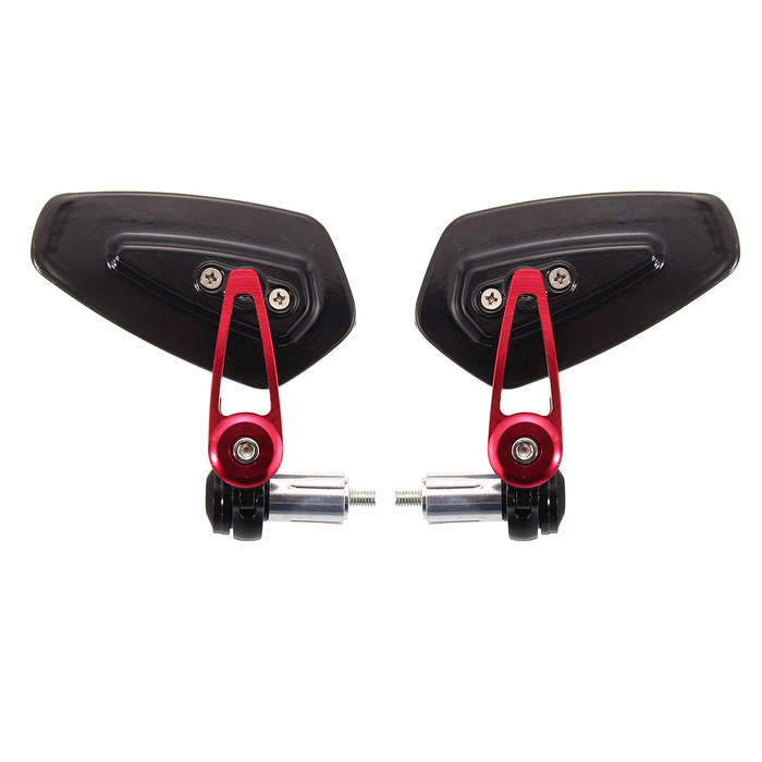 7/8inch 22mm Universal Motorcycle Aluminum Rear View Side Mirrors Handlebar End Red