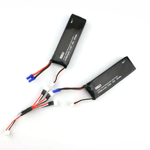 2 x 7.4V 10C 2700mAh Battery & 1 To 3 Charging Cable Set for Hubsan H501S X4 RC Quadcopter