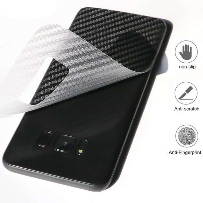 Transparent Back Carbon Fiber Full Coverage Protector Film For Samsung Galaxy S8 5.8 Inch