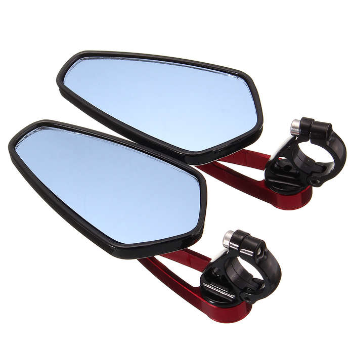 7/8inch 22mm Universal Motorcycle Aluminum Rear View Side Mirrors Handlebar End Red