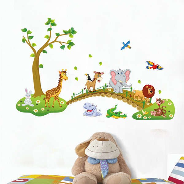 DIY Tree Cartoon Elephant lion Removable Decal Home Decor Wall Sticker Wallpaper