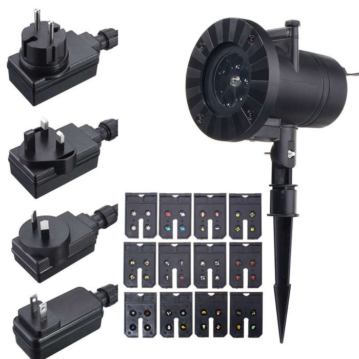 12 Patterns 4 LED Projector Light Stage Light  Motion Rotating Spot Light Christmas Halloween