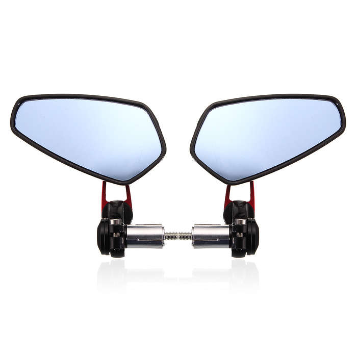 7/8inch 22mm Universal Motorcycle Aluminum Rear View Side Mirrors Handlebar End Red