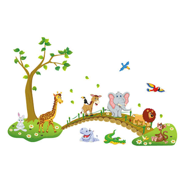 DIY Tree Cartoon Elephant lion Removable Decal Home Decor Wall Sticker Wallpaper
