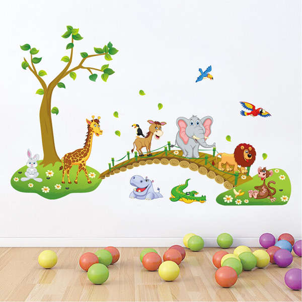 DIY Tree Cartoon Elephant lion Removable Decal Home Decor Wall Sticker Wallpaper