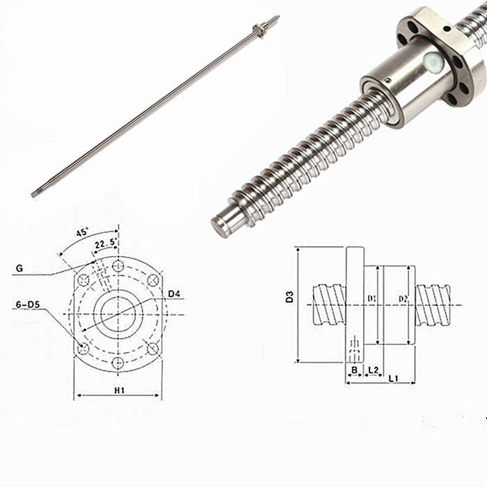 SFU1605 1000mm Ball Screw End Machined Ballscrew with Single Ballnut for CNC
