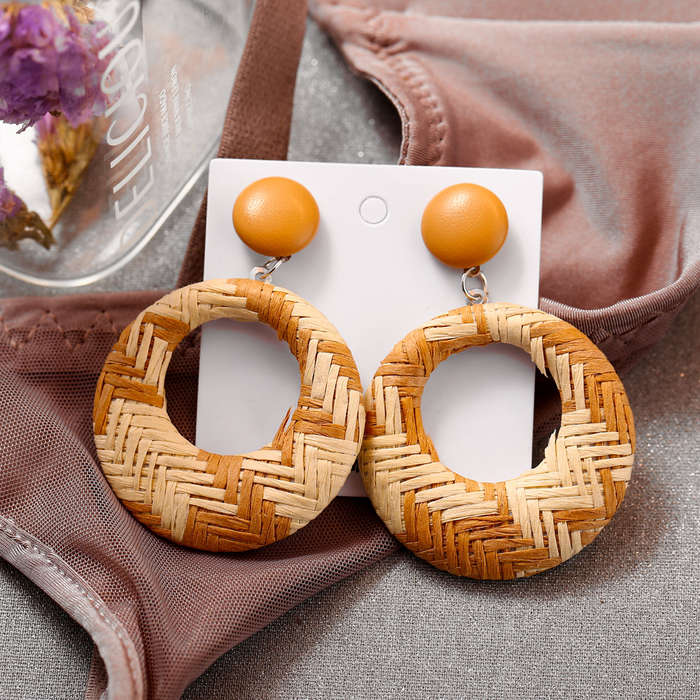 New African Hallow Braided Circle Earring Retro Style Ear Drop Earring For Women