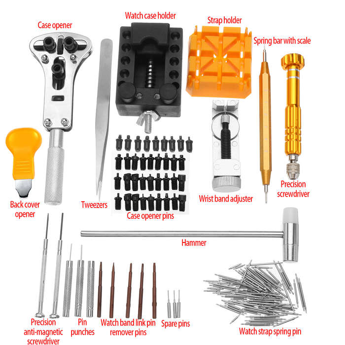 148Pcs Set of Repair Tool Watch Clock Repair Kit Opener Link Pin Remover Set Spring Bar Watchmaker