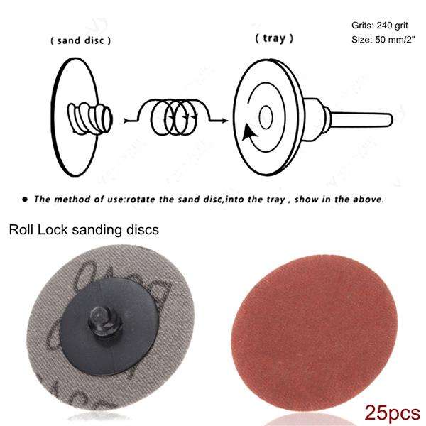 25pcs 2 Inch 240 Grit R-Type Roll Lock Sanding Discs Abrasive Tool
