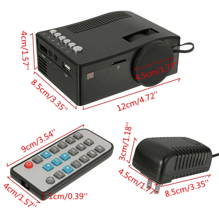 UNIC UC18 HD 400LM 1080P Mini LED Projector Multimedia Cinema USB TV HDMI Home Theater US