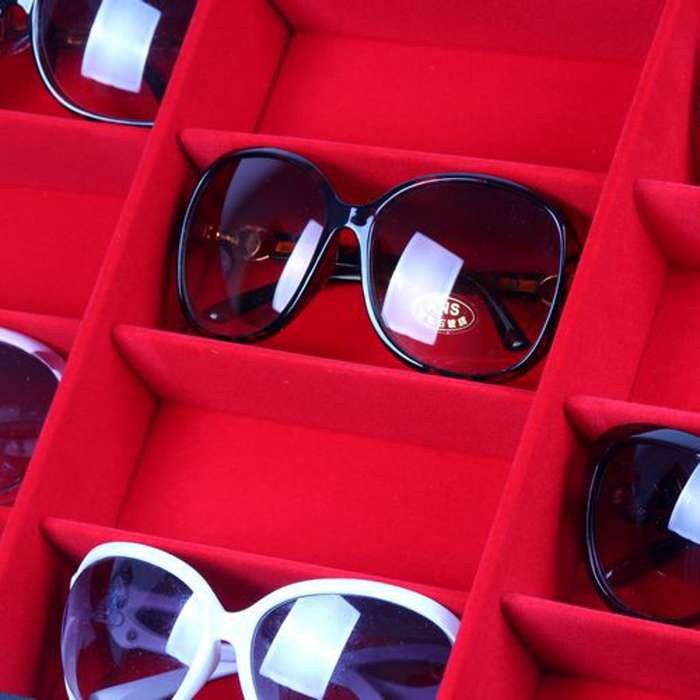 18 Grids Eyeglass Sunglasses Glasses Storage Display Box Grid Stand Case Box