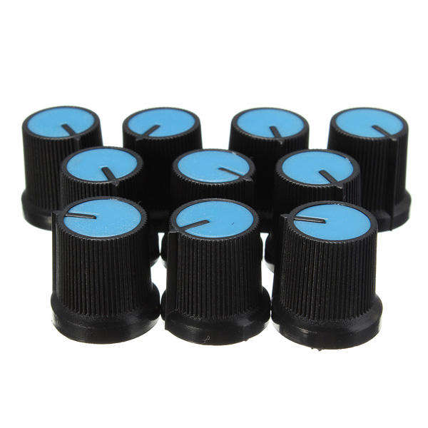 Yellow - 10Pcs Plastic For Rotary Taper Potentiometer Hole 6mm Knob Double Potentiometer Amplifier P