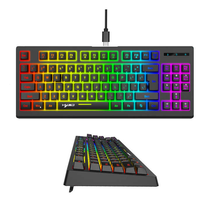White - HXSJ L100 2.4G Wireless Keyboard 87 Keys Multimedia Function RGB Backlit Rechargeable Keyboa