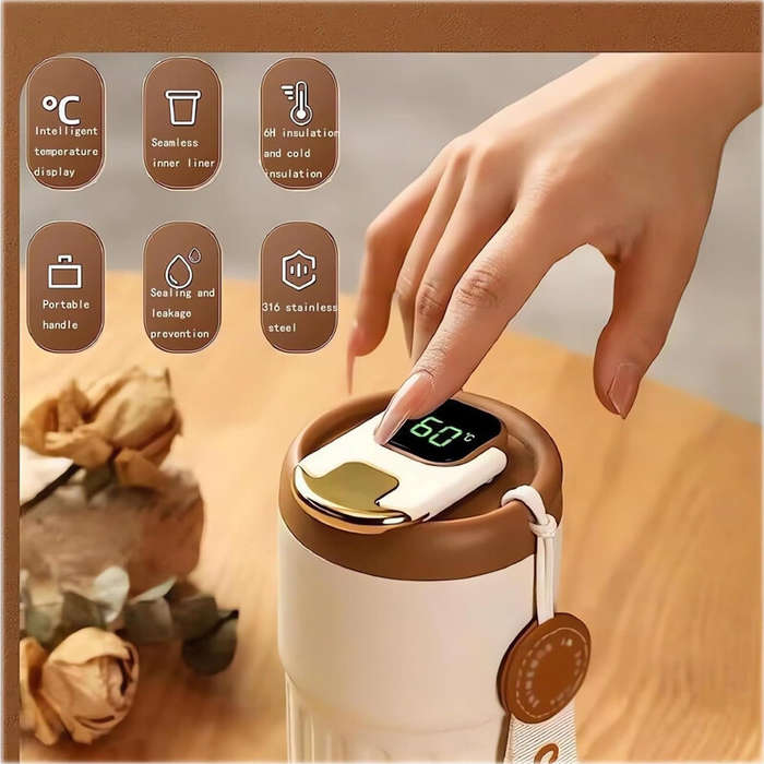 #03 - Stainless Steel 316 Smart Thermal Cup with Intelligent Temperature Display 450ml Capacity Perf
