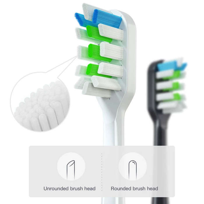 Black - 2PCS Tooth Brush Heads Sonic Electric Toothbrush Soft Bristle Nozzles for SOOCAS X3/X3U/X5 R