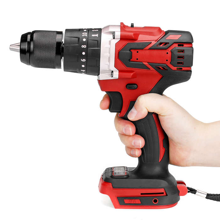 Yellow - 13mm 3 In 1 Brushless Impact Drill Hammer Cordless Elctric Hammer Drill Adapted To 18V Mak
