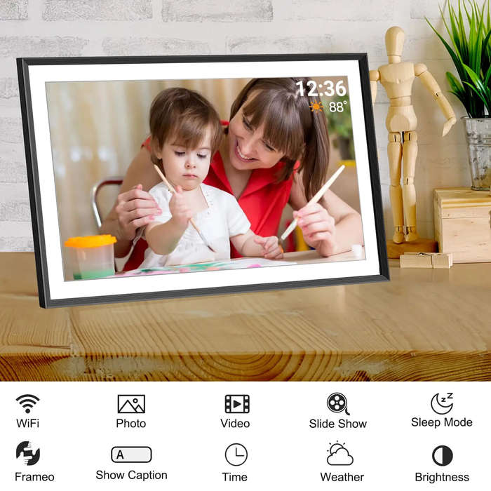 EU Plug - Frameo 10.1" HD IPS HD Touch Screen Digital Photo Frame WiFi Cloud Frame Digital Picture F