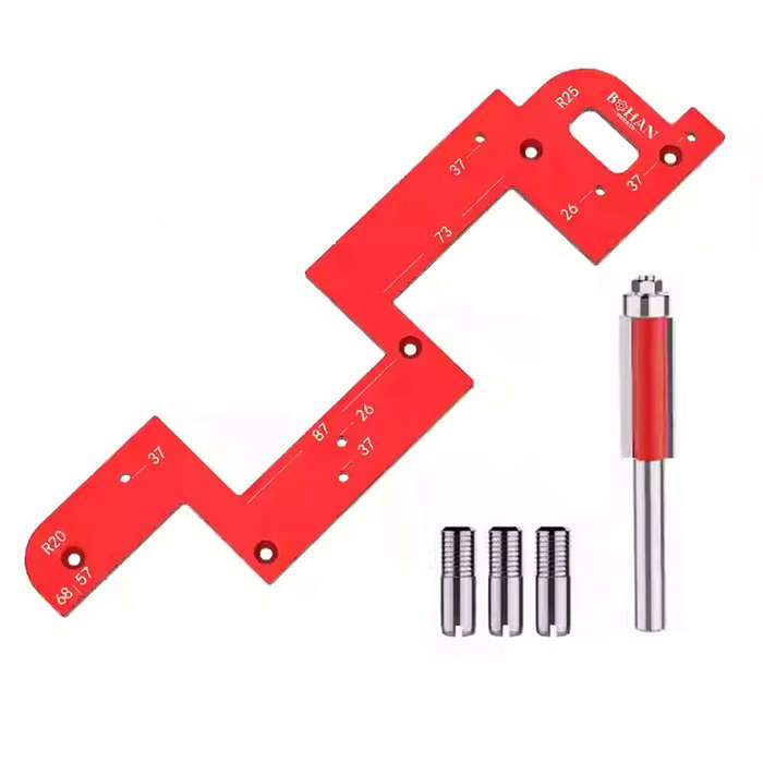 Red - Invisible Embedded Handle Slotting Template Aluminum Alloy Precise Slot Positioning Wardrobe K