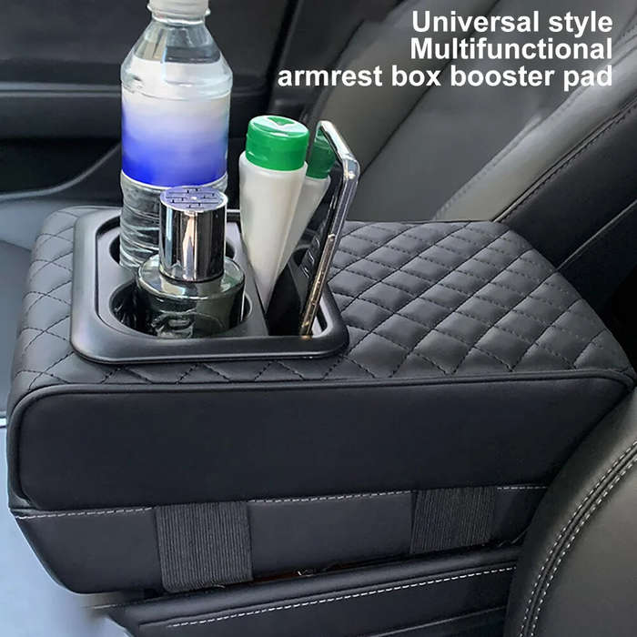 Other - Car Center Console Armrest Cushion with 2 Cup Holders PU Leather Portable Car Armrest Pillow