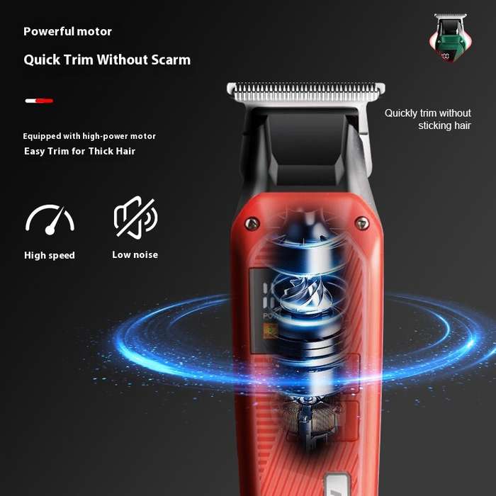 Red - MARSKE MS-5062 Hair Clipper for Men USB Rechargeable LED Display 1800mAh Battery Stainless Ste