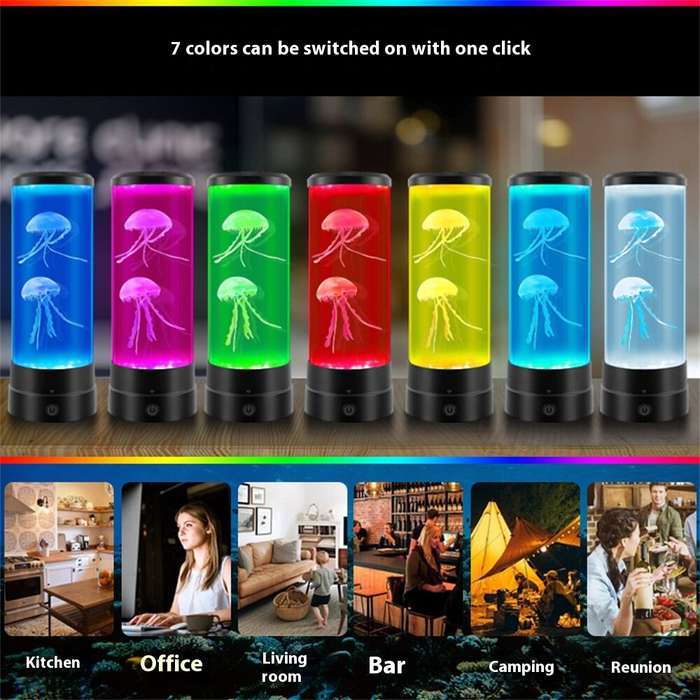 White - Elfeland RGB 16-Color Fancy LED Jellyfish Lamp Aquarium Remote Control USB Table Night Light