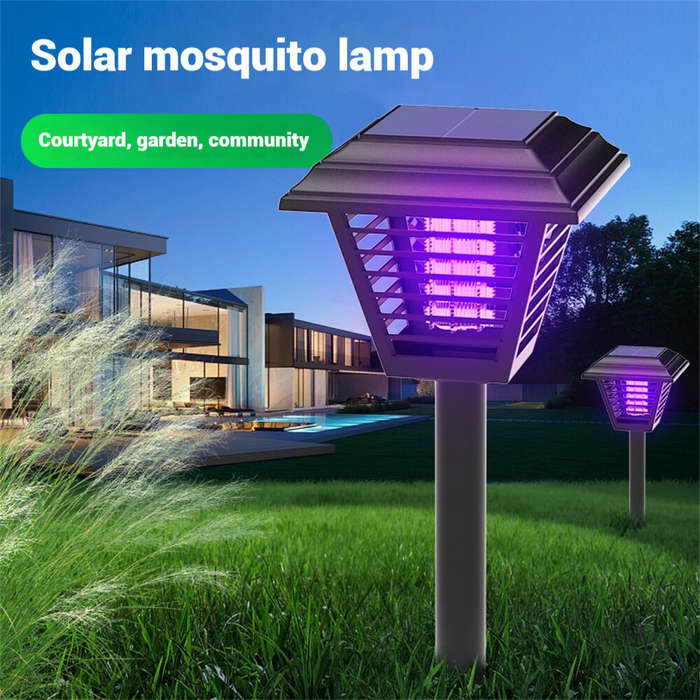 Black - Elfeland Solar Powered Mosquito Zapper LED Lawn Light Dual-Mode Outdoor Bug Killer and Garde