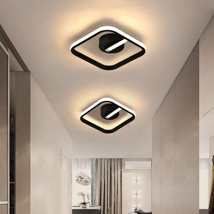 Triangle - Triangle/Square/Round Black Modern LED Acrylic Ceiling Light Brief Lamp Surface Mount Fix