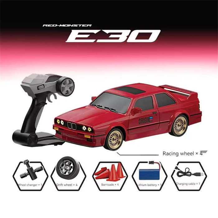 White - KAMTOM KM777A RTR 1/16 2.4G 4WD Drift RC Car Mini Race LED Light Retro E30 Sports High Speed