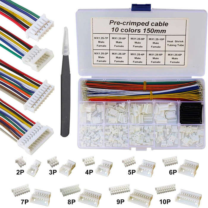 Kit - MX1.25mm Male Connector Kit 2/3/4/5/6/7/8/9/10P Crimp Terminal Wire For Pixhawk APM2.8 Male Pl