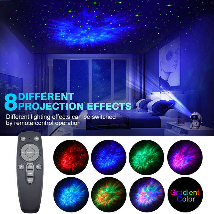 White - Elfeland LED Astronaut Starry Sky Lamp Atmosphere Projection Lamp Sitting Astronaut Remote C