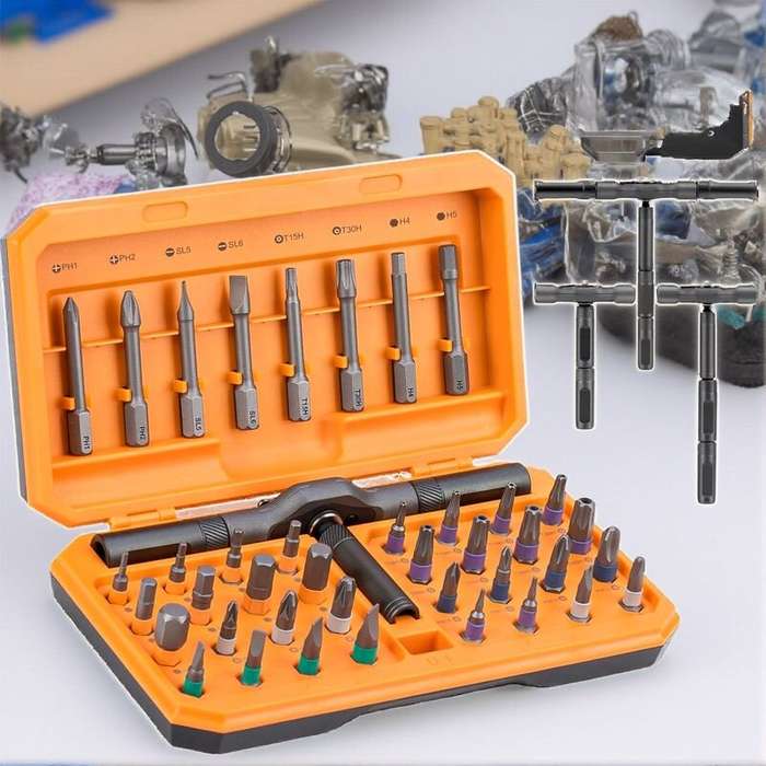 Yellow - Versatile 42 Piece Magnetic Screwdriver Kit with Reliable Detachable Handle for Home Office