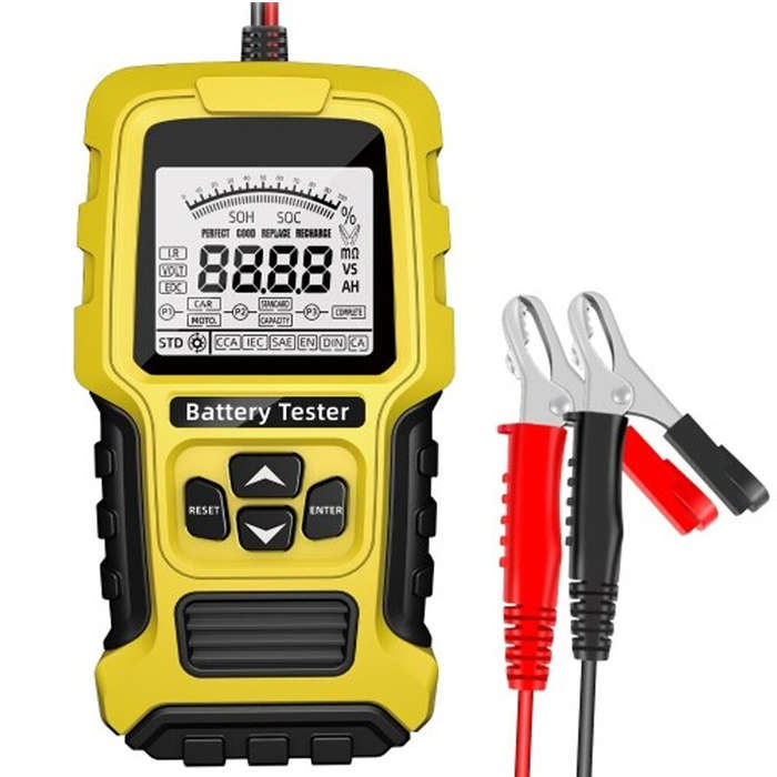 Yellow - FOXSUR Intelligent Car Motorcycle Battery Tester 12V/24V Digital Display Quick Accurate Bat