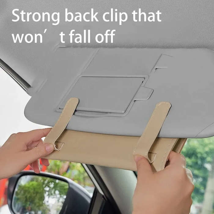 Beige - Car Sun Visor Tissue Box Chair Back Sunroof Car Napkin Box Hanging PU Leather Automotive Int